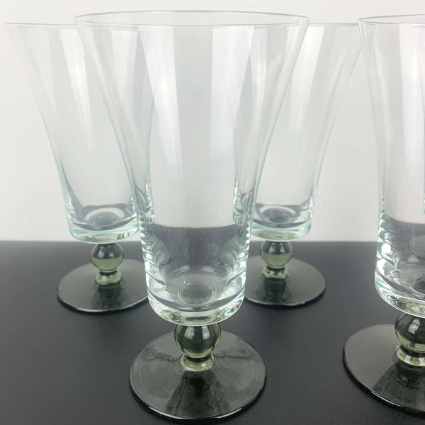 Mid century smoky green stemmed cocktail glass - Set of 5