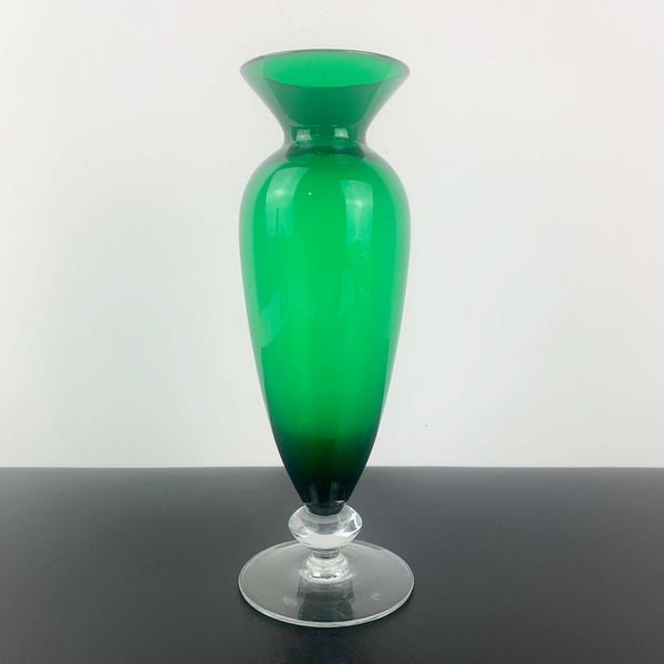 Mid century emerald green footed vase