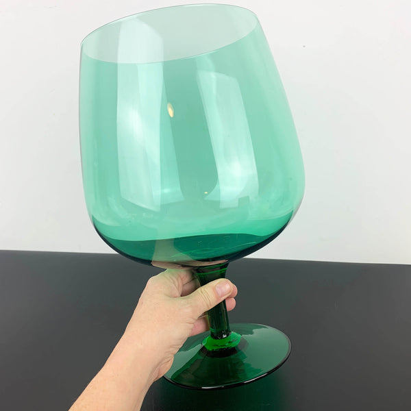 Extra large green brandy balloon vase and centrepiece