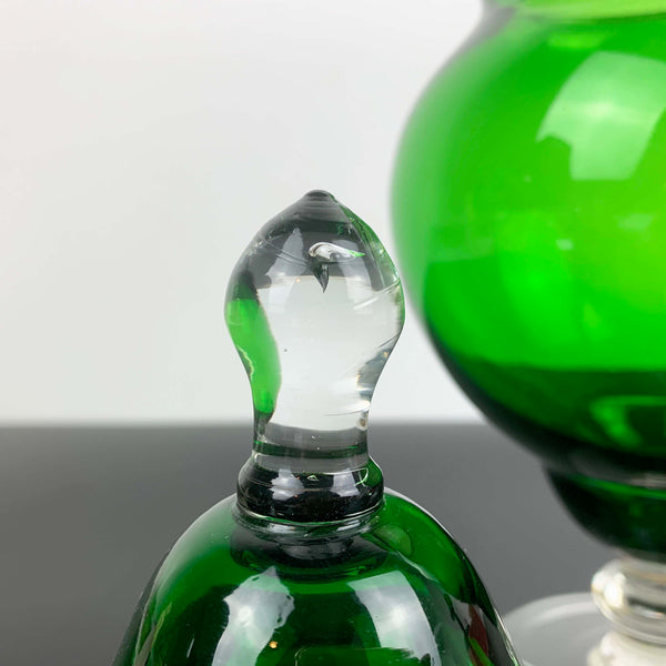 Emerald green Empoli lidded glass candy jar