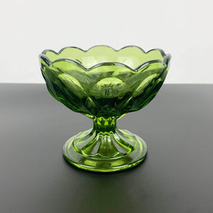 Anchor Hocking Fairfield glass comport in avocado green