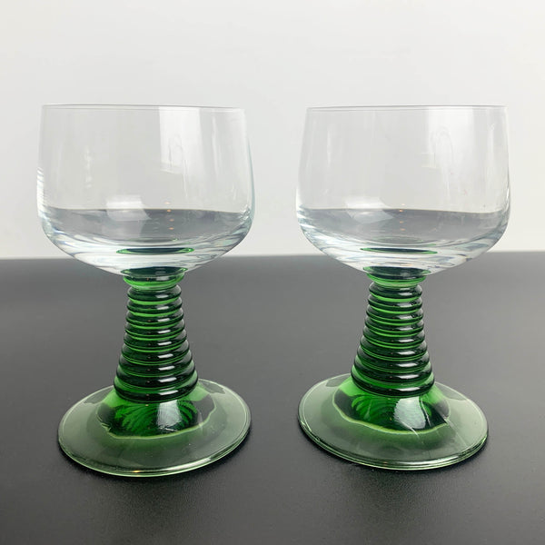 Green Roemer style wine glass - Mixed set of 4