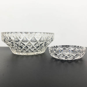 Grimwade diamond cut bowls by Crown Crystal Glass - Set of 2