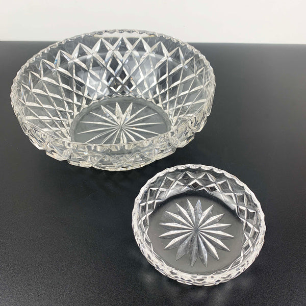 Grimwade diamond cut bowls by Crown Crystal Glass - Set of 2