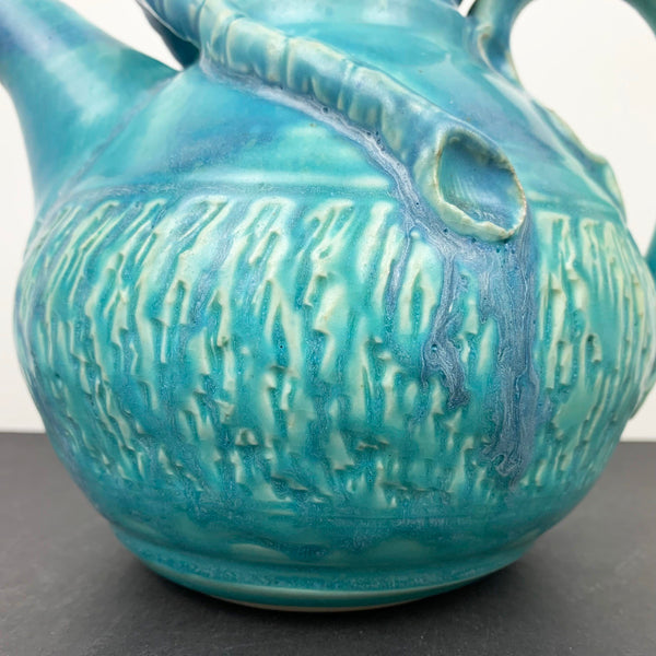 Gympie Pottery aqua blue tea pot textured base