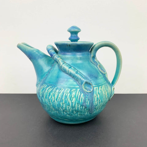 Gympie Pottery aqua blue tea pot