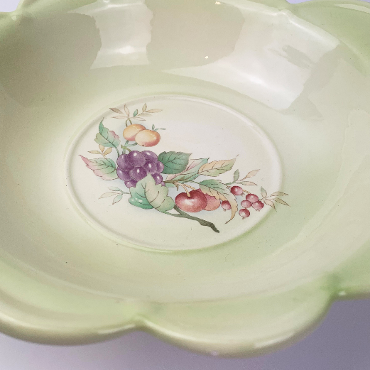 Hand painted fruit on footed ceramic bowl