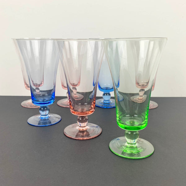 Harlequin footed champagne cocktail glass set of 7