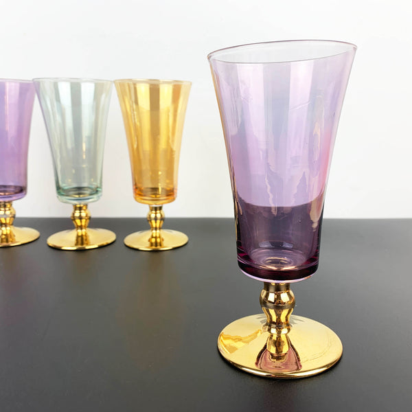 Mid century harlequin iridescent cocktail glass - Set of 4