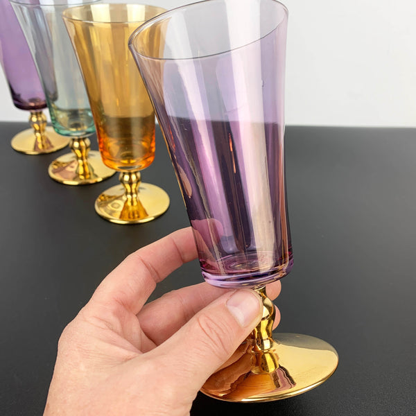 Mid century harlequin iridescent cocktail glass - Set of 4