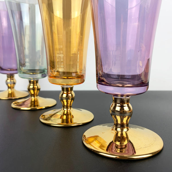 Mid century harlequin iridescent cocktail glass - Set of 4