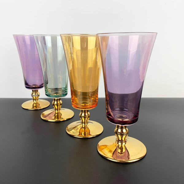 Mid century harlequin iridescent cocktail glass - Set of 4