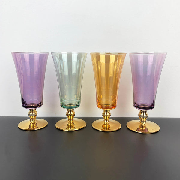 Mid century harlequin iridescent cocktail glass - Set of 4