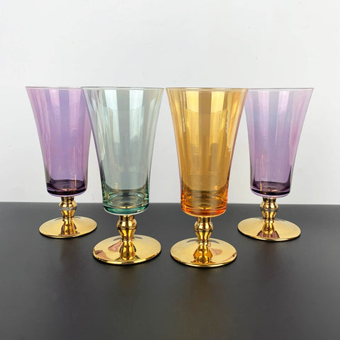 Mid century harlequin iridescent cocktail glass - Set of 4