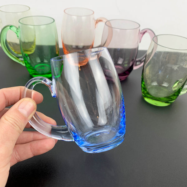 Mid century modern harlequin glass mugs - Set of 6