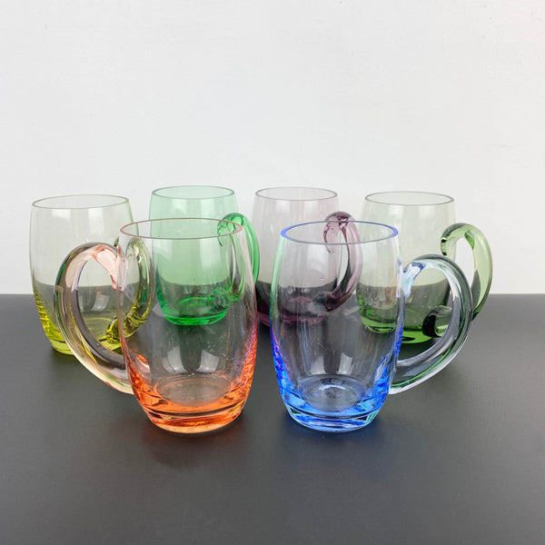 Mid century modern harlequin glass mugs - Set of 6