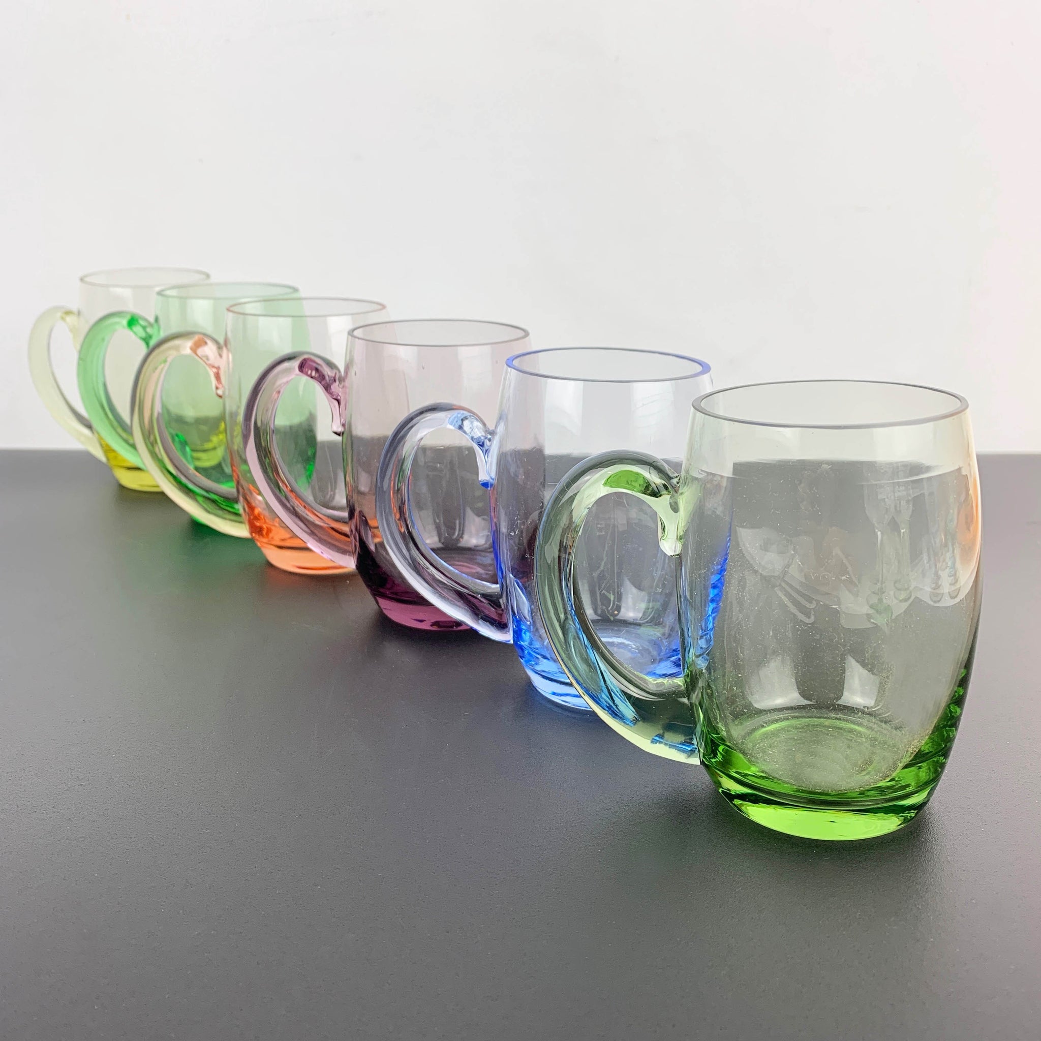 Mid century modern harlequin glass mugs - Set of 6