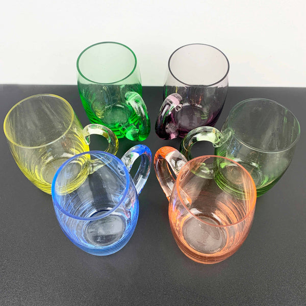 Mid century modern harlequin glass mugs - Set of 6