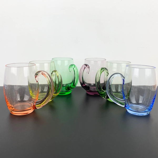 Mid century modern harlequin glass mugs - Set of 6