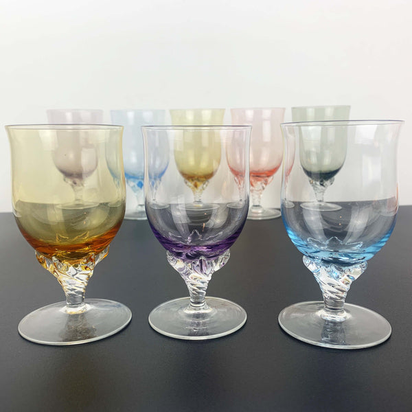 Harlequin wine glass with twist rope stem - Set of 8 in 2 sizes