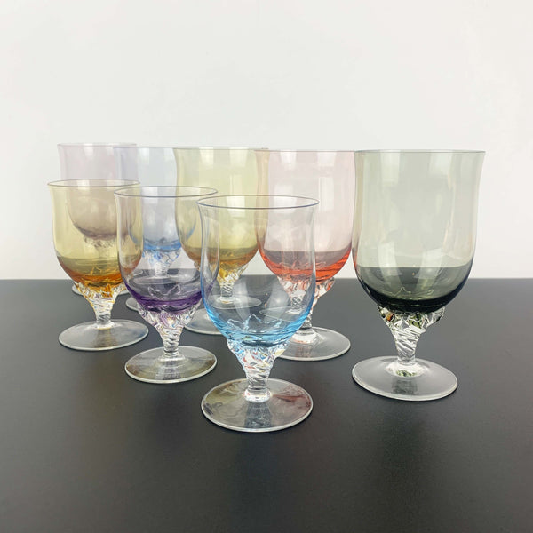 Harlequin wine glass with twist rope stem - Set of 8 in 2 sizes