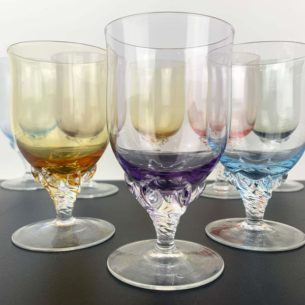 Harlequin wine glass with twist rope stem - Set of 8 in 2 sizes