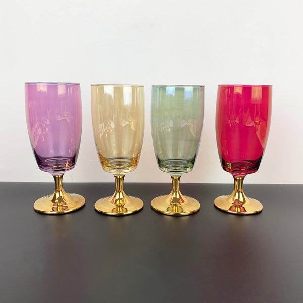 Harlequin iridescent gold stemmed wine glass - Set of 4