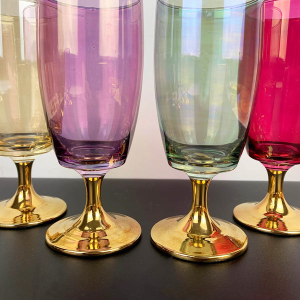 Harlequin iridescent gold stemmed wine glass - Set of 4