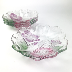 Tinted glass hibiscus bowls