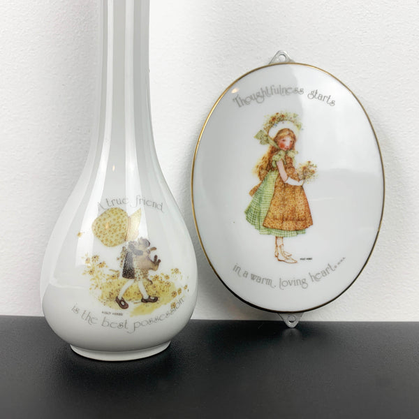 Holly Hobbie collectible bud vase and wall plaque