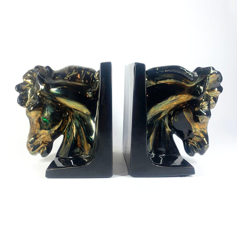 Stallion gold marbled bookends