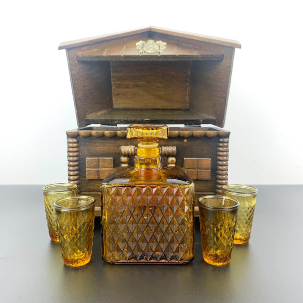 Timber cabin novelty hidden decanter set