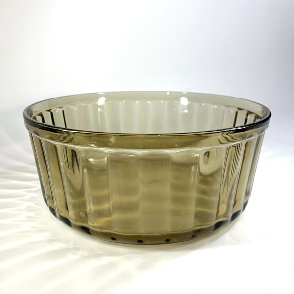 Arcopal Fume smoky glass souffle dish