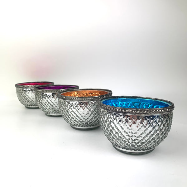 Silver hammered finish decor bowls