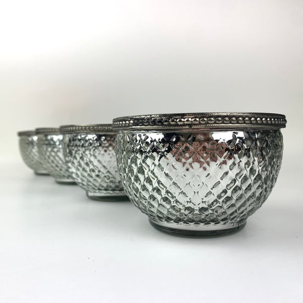 Hammered silver metal decor bowls