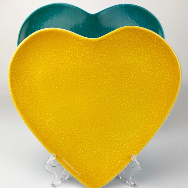 Small Italian heart shaped plate in yellow