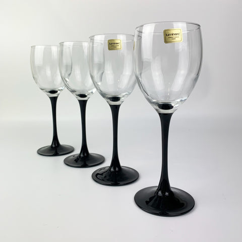 Luminarc 'Domino' black stemmed wine glass Set of 4