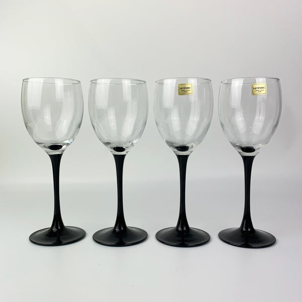 Luminarc 'Domino' black stemmed wine glasses