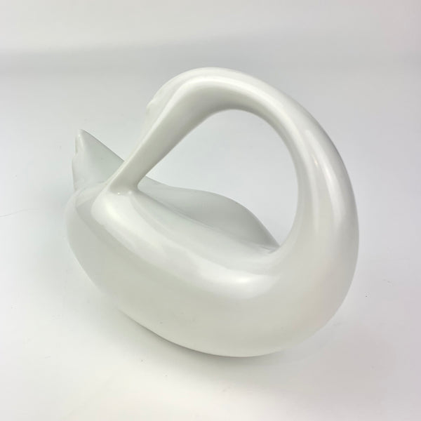 Naaman Porcelain white swan ornament showing neck contour