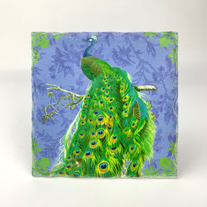 Peacock blue standing tile art