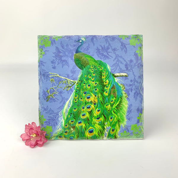 Peacock blue standing tile shelf decor