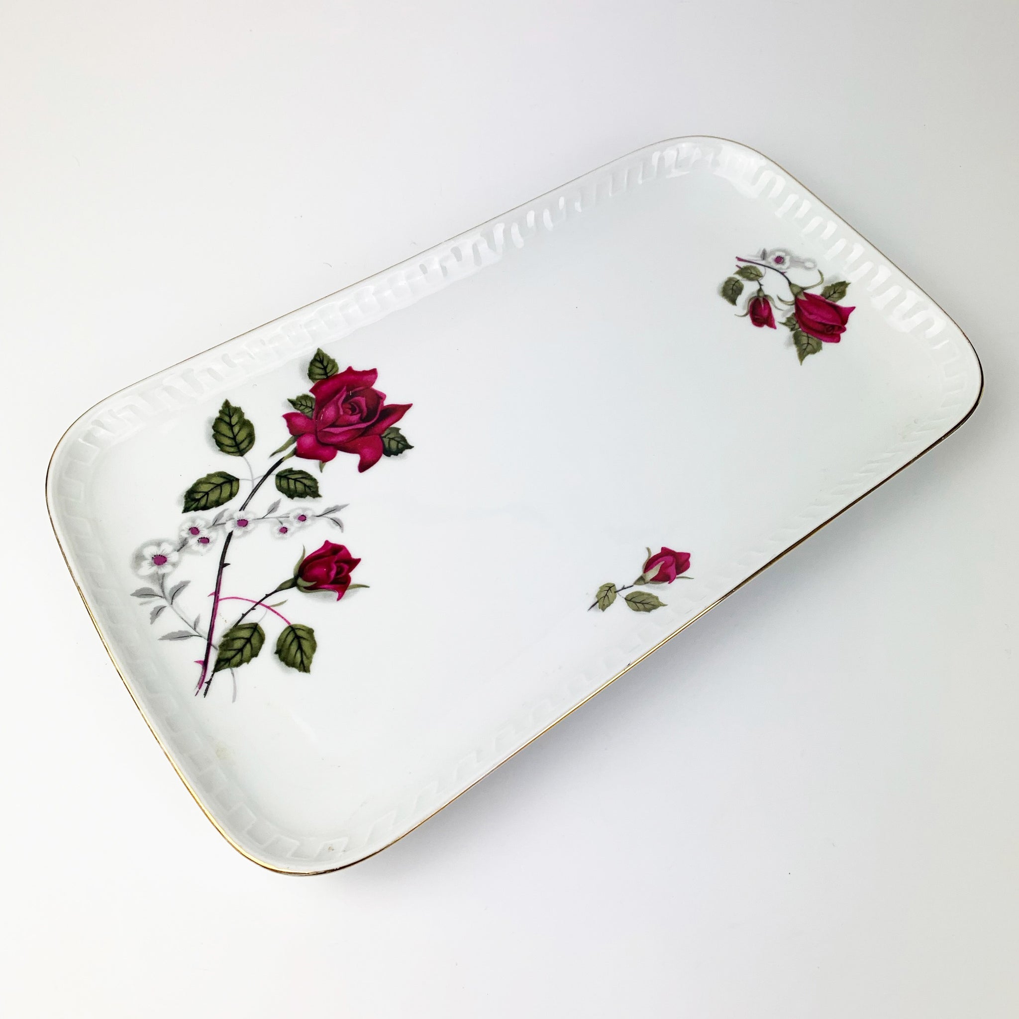 Wawel Poland ceramic roses platter