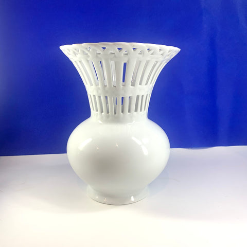 White lattice decorative vase