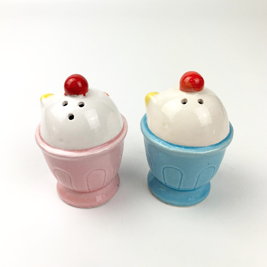 Kato Kogei vintage ice cream bowl salt and pepper shakers