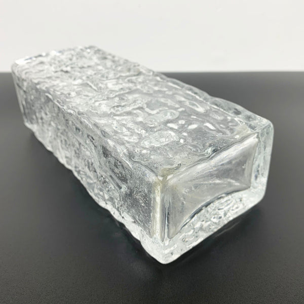 Swedish textured bark glass small rectangle vase