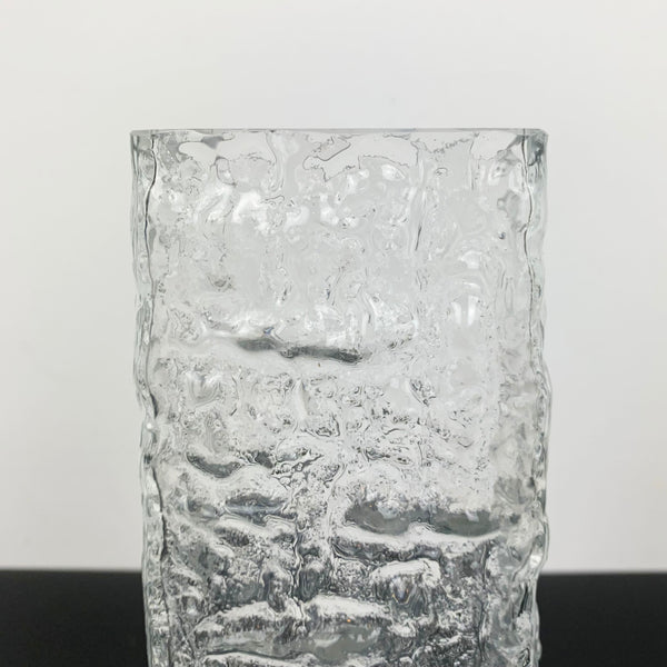 Swedish textured bark glass small rectangle vase