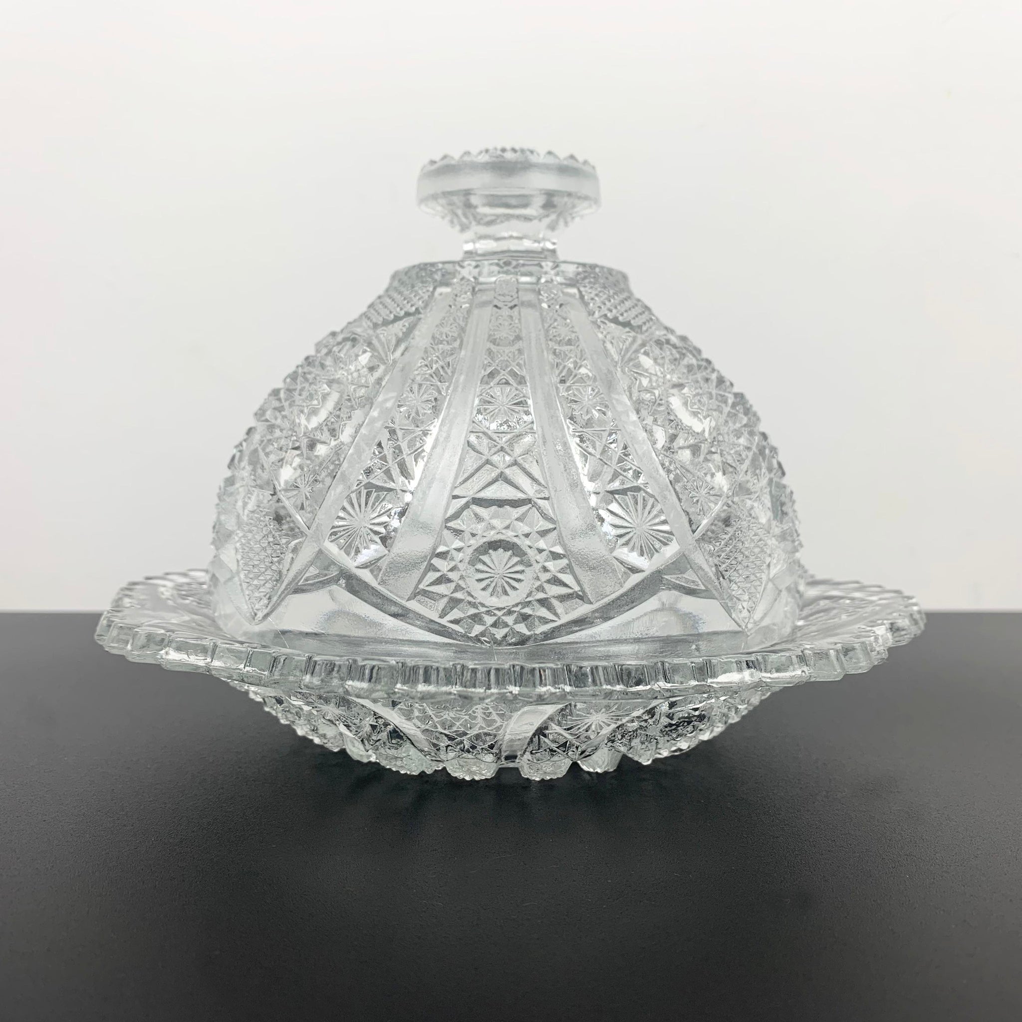 Imperial Glass 'Bellaire' covered butter and cheese dish