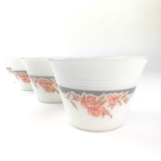 Indopal Opaline Glass Ramekin with peach floral motif