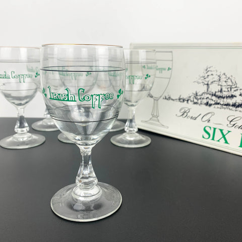 Arcoroc France Irish Coffee stemmed glasses in original box - Set of 6