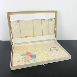 Vintage Irish damask linen tablecloth & napkin boxed set